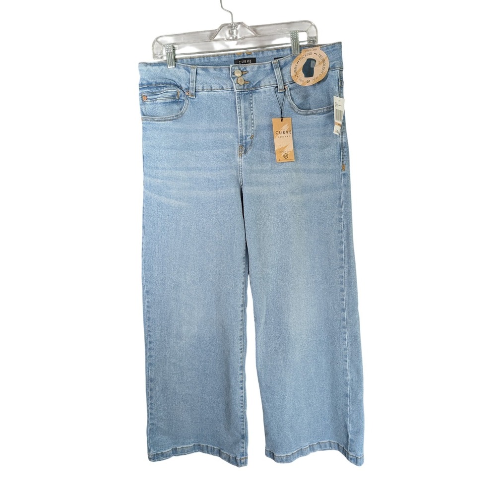 Curve Appeal Wide Leg Jeans Womens 12/31 Light Wash NEW